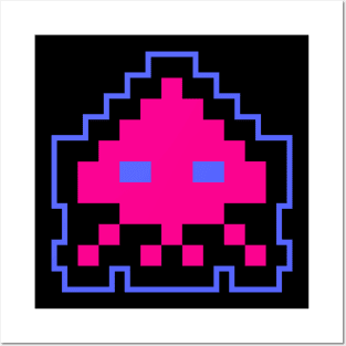 Pink Cute Alien Gaming 8 Bit Posters and Art